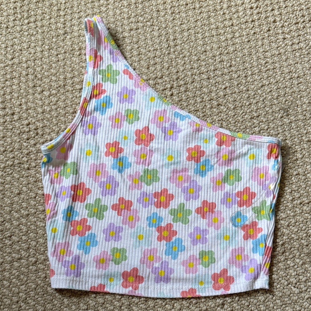 Floral One-Shoulder Crop Top Pacsun Size XS
